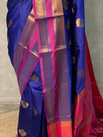 Blue and Magenta semi kanchipuram soft silk saree - PSSN143