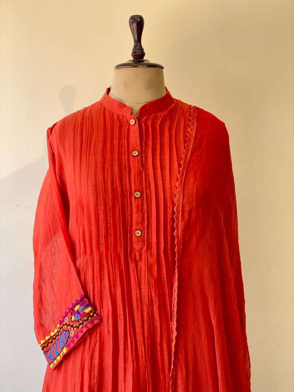 Orange Pure mul chanderi salwar set -SMUL41- SIZE44
