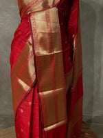Dark Red Banarasi silk Saree - RUK1