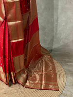 Dark Red Banarasi silk Saree - RUK1