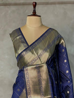 Navy Blue Banarasi silk Saree - RUK1B
