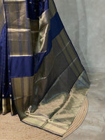 Navy Blue Banarasi silk Saree - RUK1B