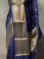 Navy Blue Banarasi silk Saree - RUK1B
