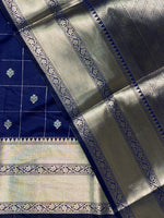 Navy Blue Banarasi silk Saree - RUK1B