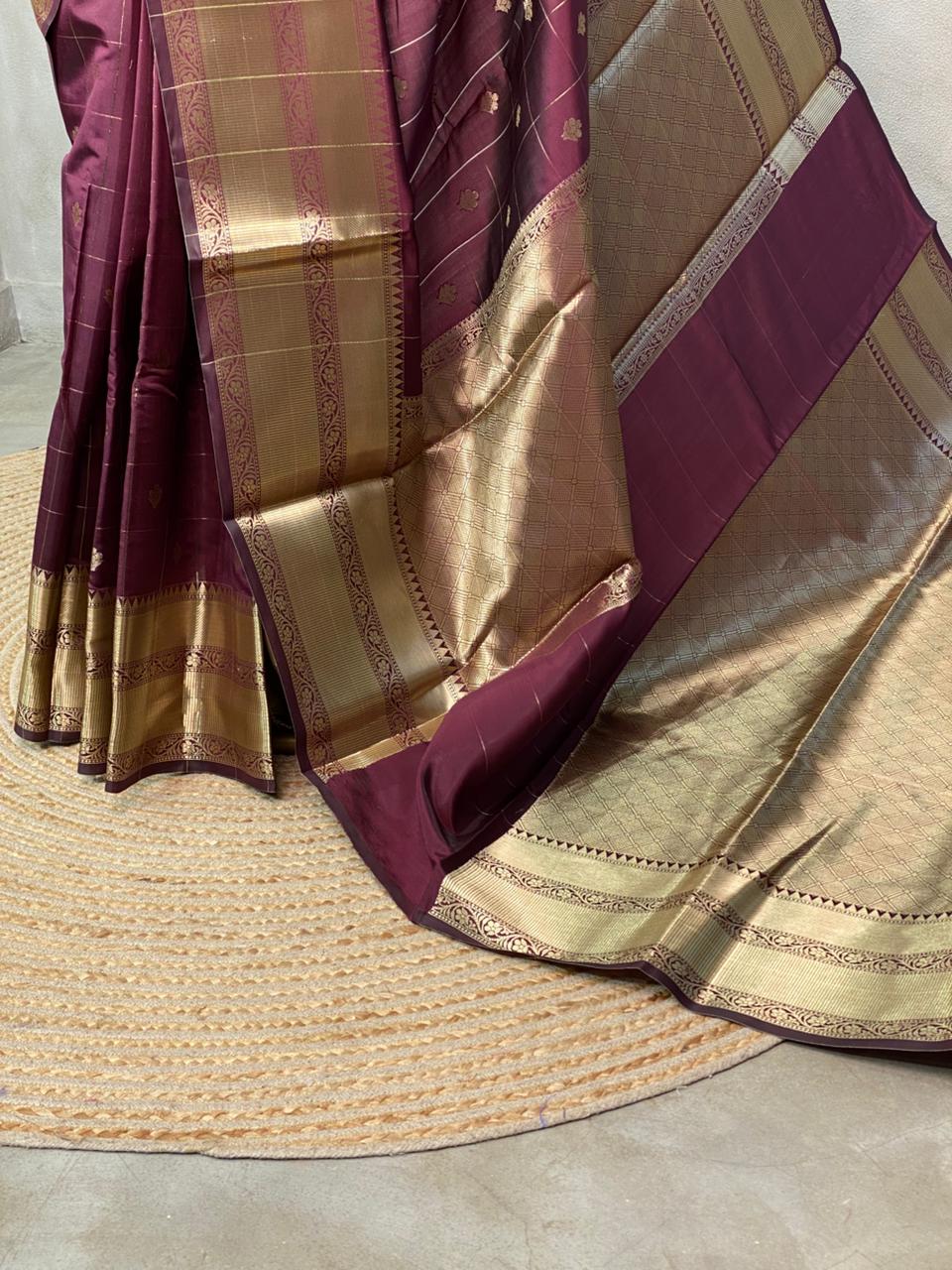 Deep Purple Banarasi silk Saree - RUK1C