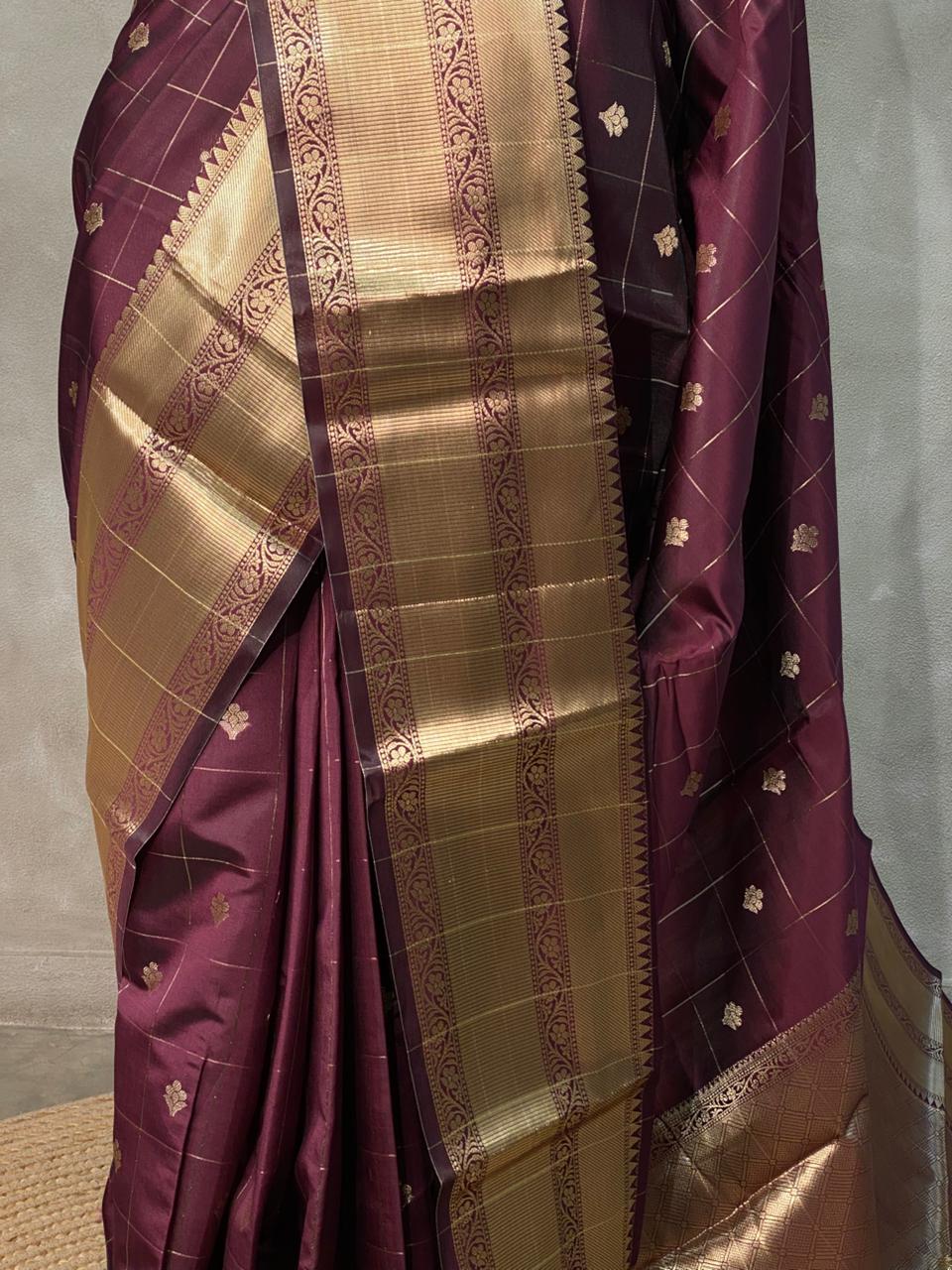 Deep Purple Banarasi silk Saree - RUK1C