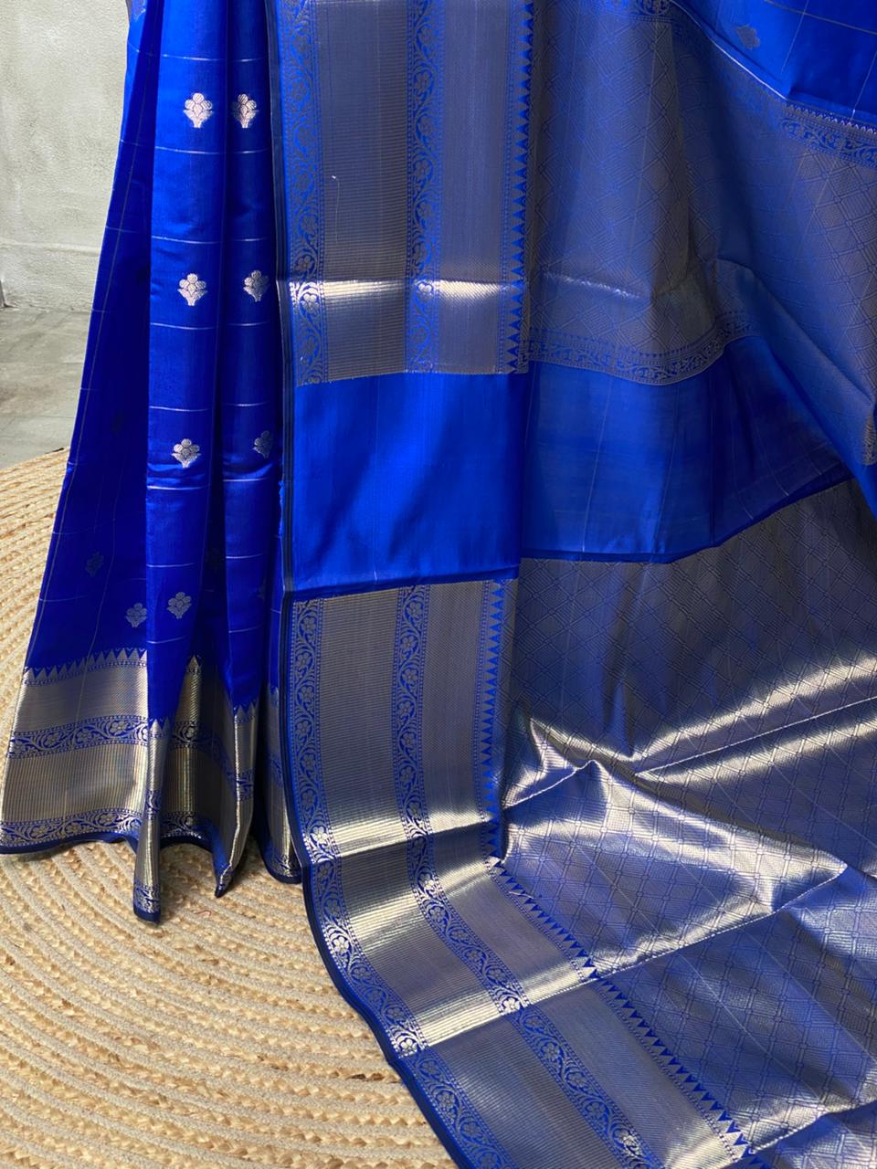 Royal Blue Banarasi silk Saree - RUK1D