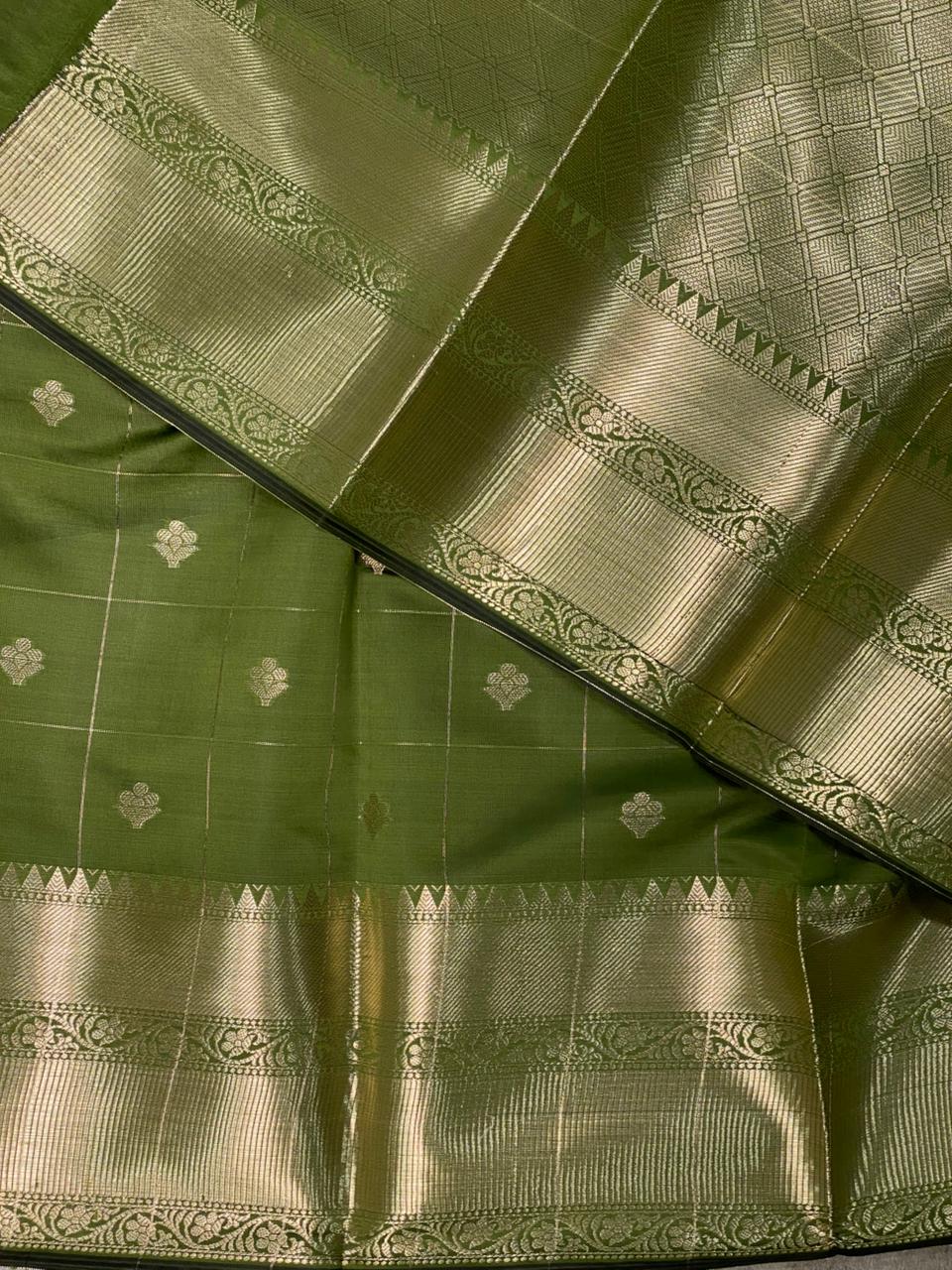 Olive Green Banarasi silk Saree - RUK1F