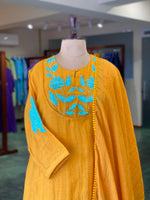 Yellow Pure mul chanderi salwar set -SMUL42- SIZE44
