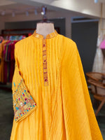 Yellow Pure mul chanderi salwar set -SMUL43- SIZE44