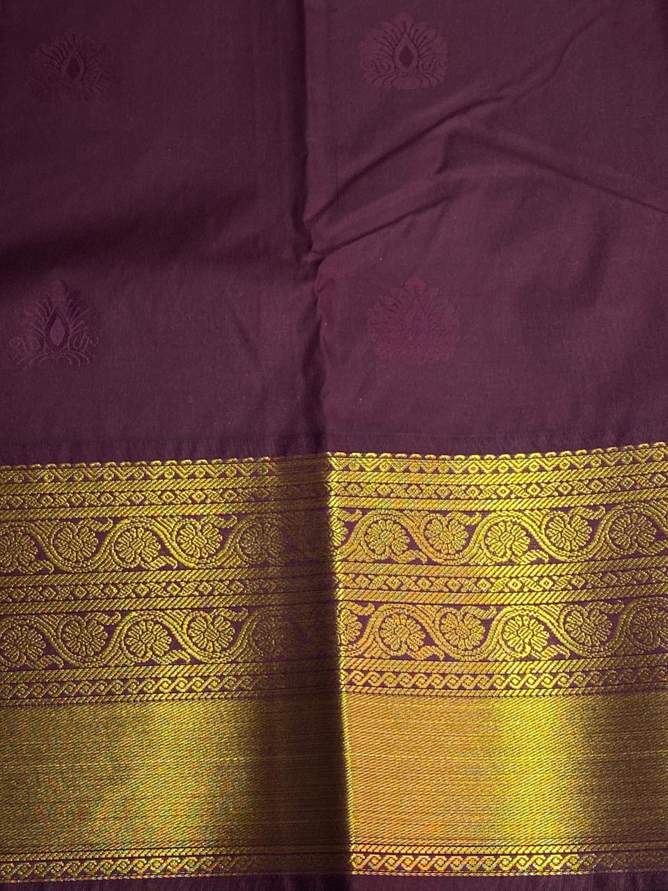 Orange and purple kanchipuram silk saree- PSSR277
