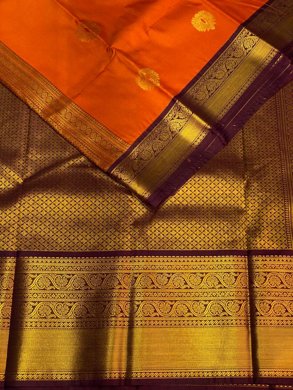 Orange and purple kanchipuram silk saree- PSSR277