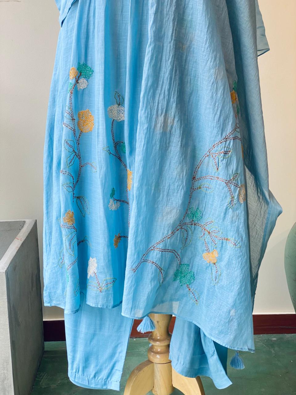 Blue Pure mul chanderi salwar set -SMUL53- SIZE40