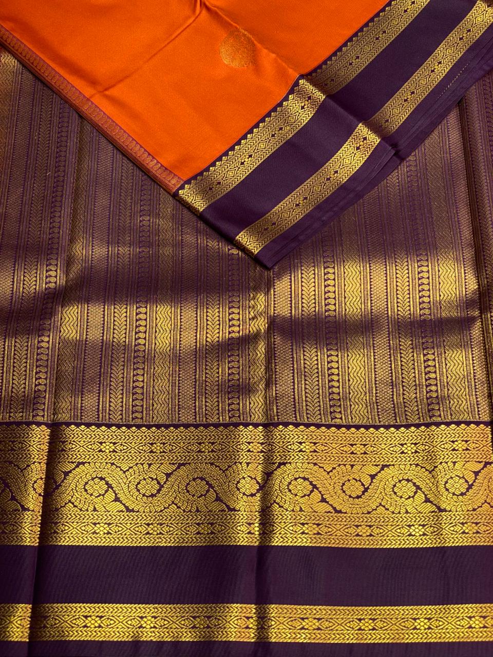Orange and Purple kanchipuram silk saree- PSSR291