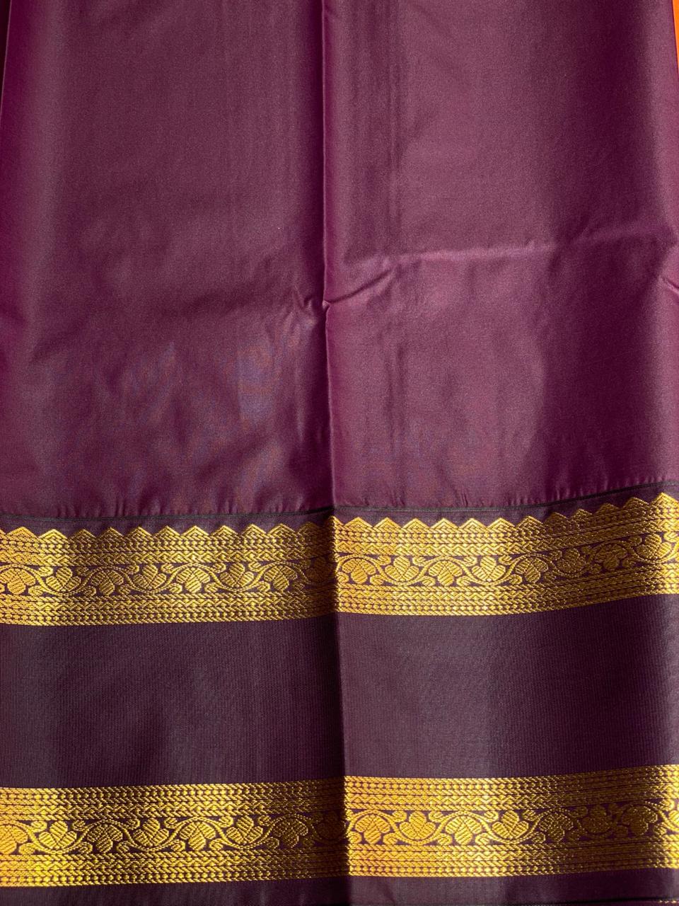 Rust Orange and purple kanchipuram silk saree- PSSR287