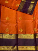 Rust Orange and purple kanchipuram silk saree- PSSR287