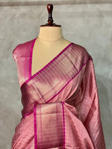 Onion Pink and Purple semi Banarasi silk saree -MPS38