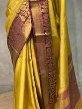 Gold and Purple semi Banarasi silk saree -MPS36
