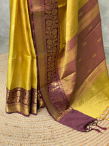 Gold and Purple semi Banarasi silk saree -MPS36