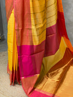 Yellow and Magenta semi Banarasi silk saree -PIH42