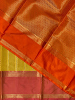 Yellow and Magenta semi Banarasi silk saree -PIH42