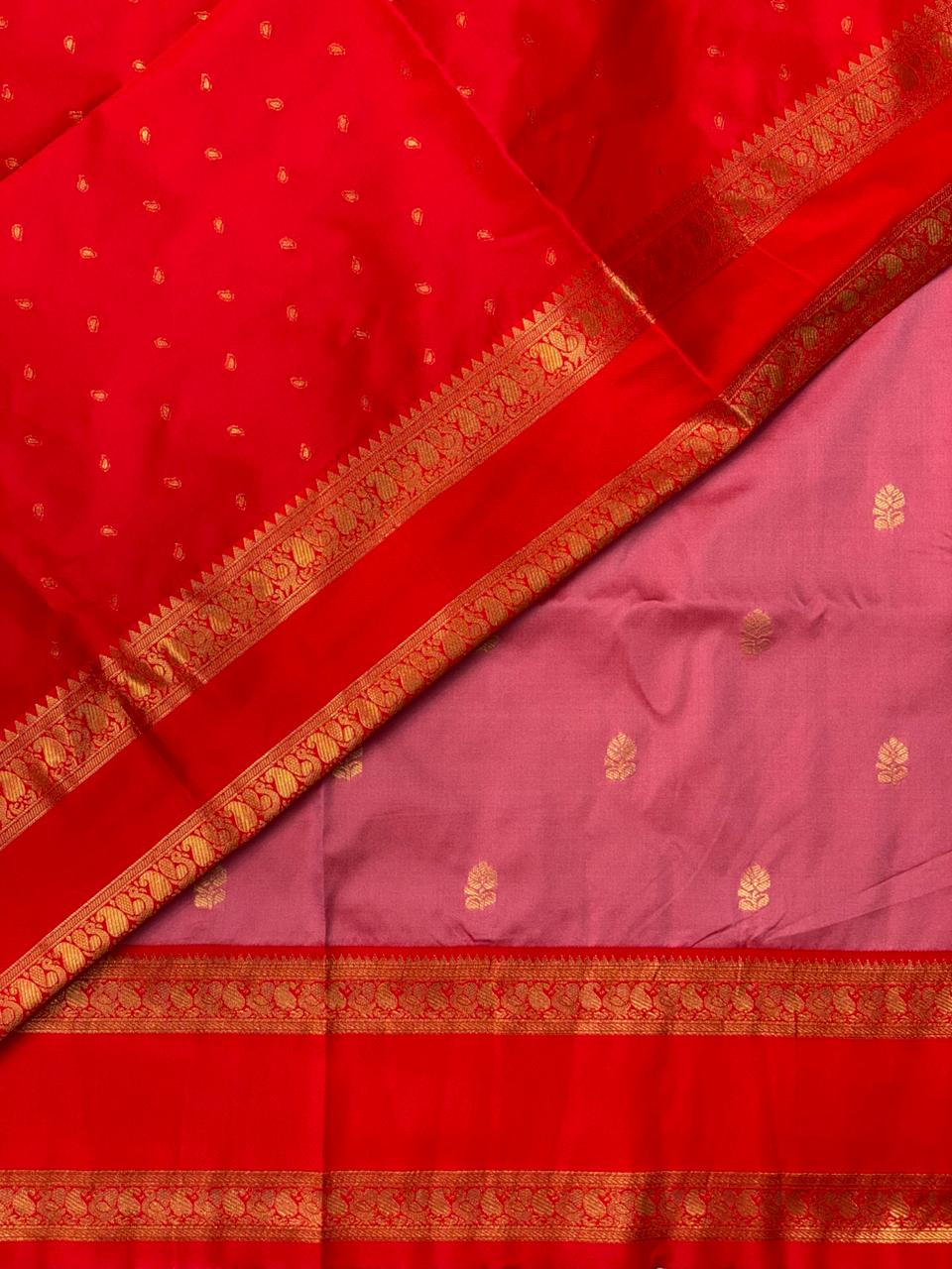 Pink and Red silk saree -BSP22