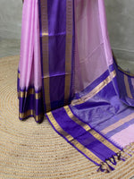 Pink and Violet semi Banarasi silk saree -PIH41