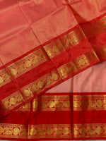 Peach and Red semi Banarasi silk saree -PIH43