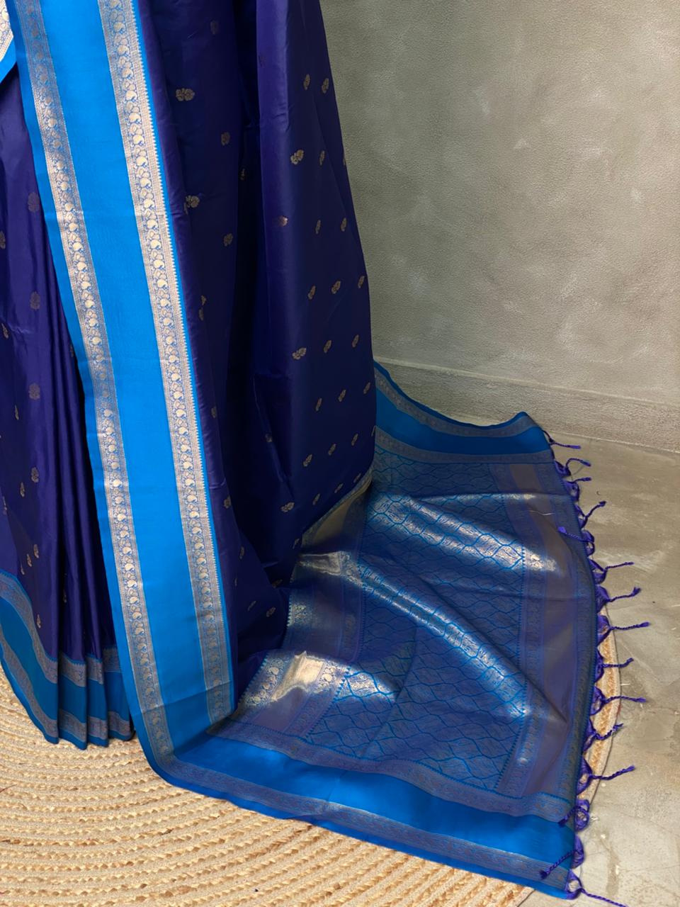 Dark and Light Blue silk saree -BSP23