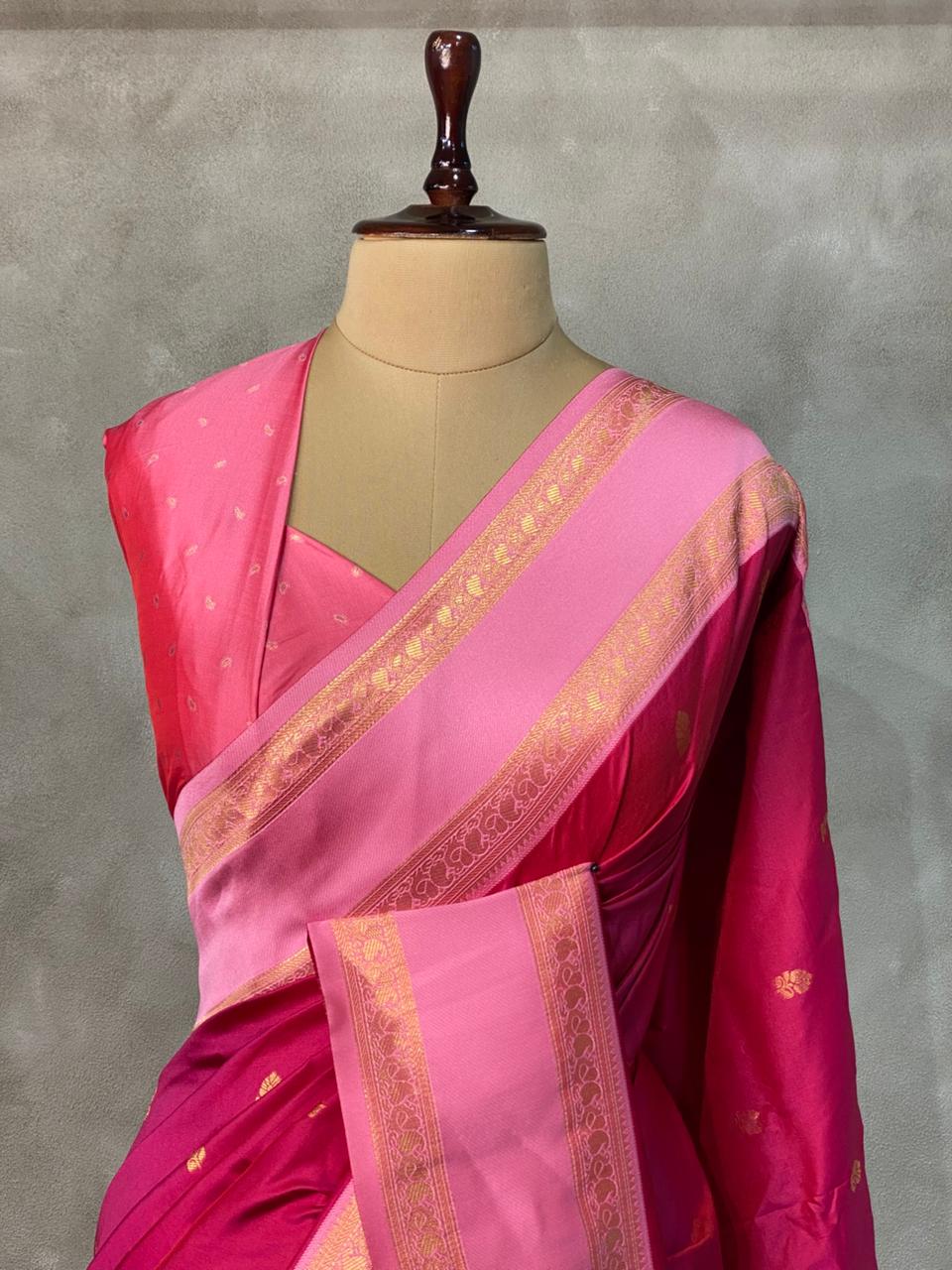 Deep magenta and Pink silk saree -BSP24