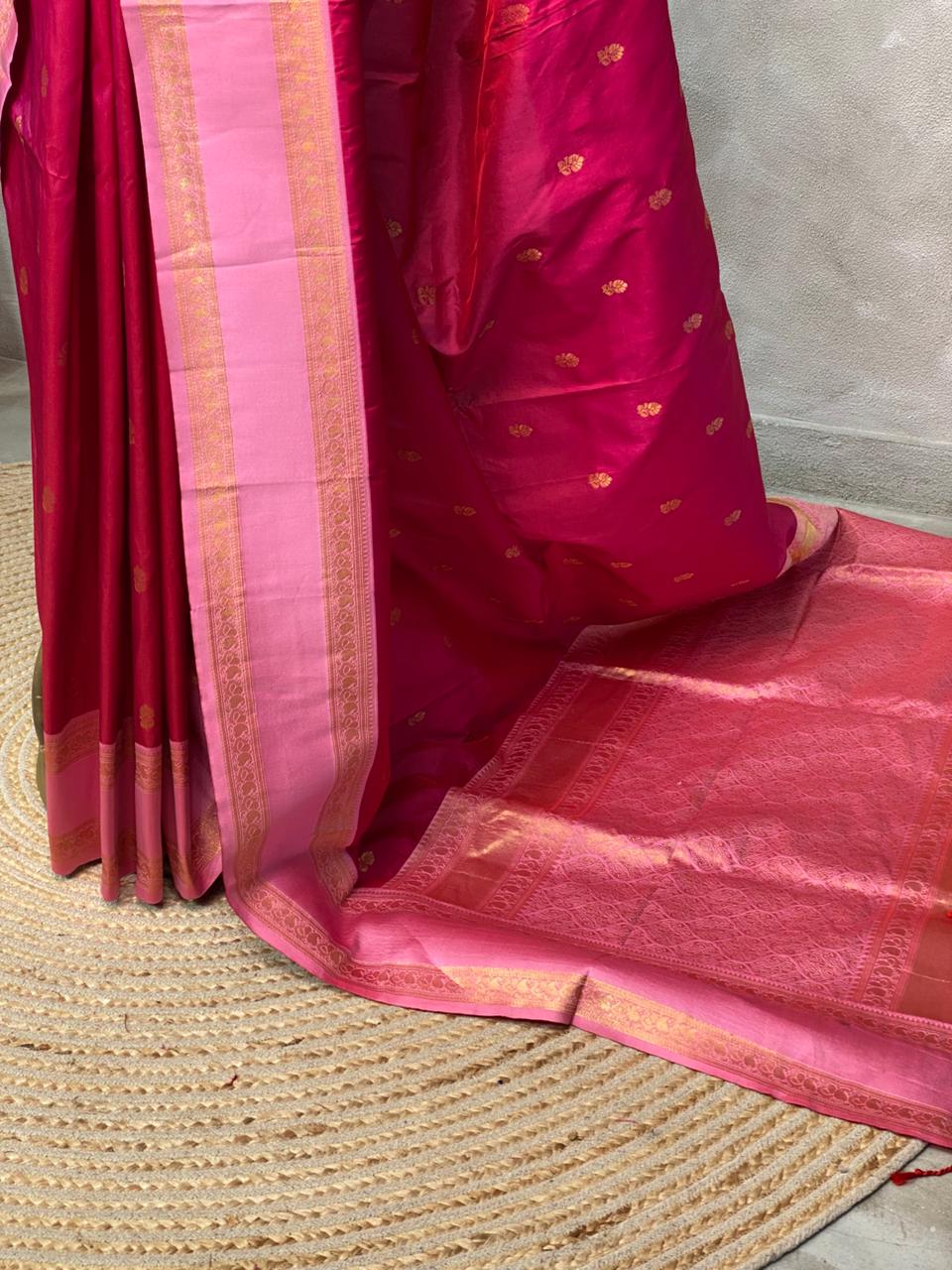 Deep magenta and Pink silk saree -BSP24