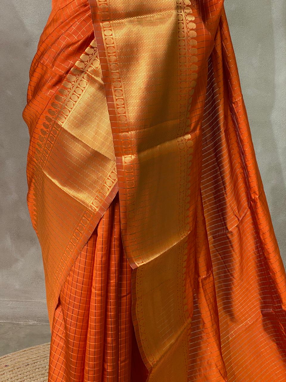 Rust Orange banarasi silksaree - RUK2C