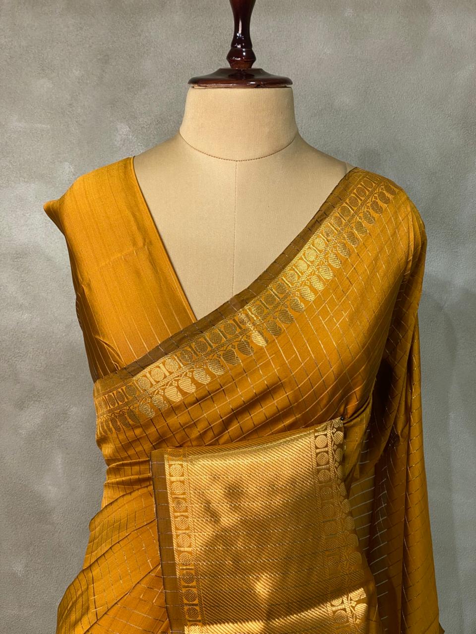 Golden Yellow banarasi silksaree - RUK2J