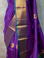 Violet and Green semi kanchipuram soft silk saree - PSSN150
