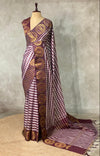 Deep maroon semi Banarasi silk saree -MPS39