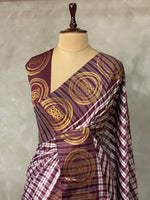 Deep maroon semi Banarasi silk saree -MPS39