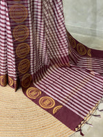 Deep maroon semi Banarasi silk saree -MPS39