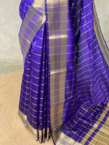 Bluish violet semi Banarasi silk saree -RUK44A