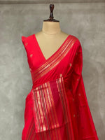 Red semi Banarasi silk saree -PIH42