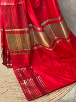 Red semi Banarasi silk saree -PIH42