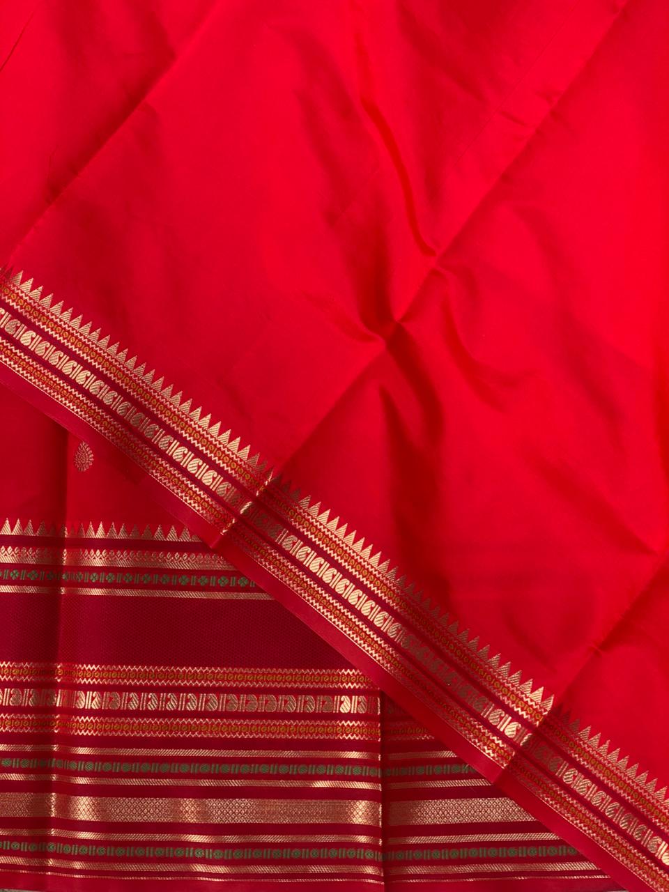Red semi Banarasi silk saree -PIH42