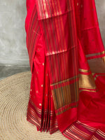 Red semi Banarasi silk saree -PIH42