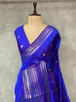 Blue semi Banarasi silk saree -PIH42A