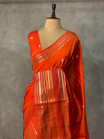 Orange semi Banarasi silk saree -PIH42D