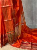 Orange semi Banarasi silk saree -PIH42D