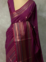Dark wine semi Banarasi silk saree -PIH42C