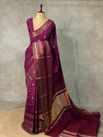 Dark wine semi Banarasi silk saree -PIH42C