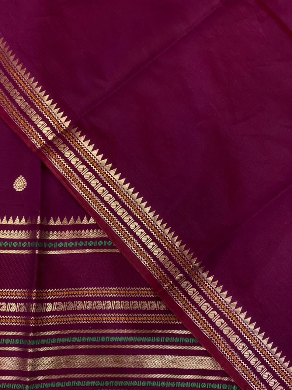 Dark wine semi Banarasi silk saree -PIH42C