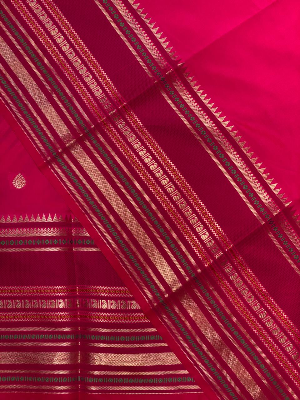 Rani Pink semi Banarasi silk saree -PIH42B