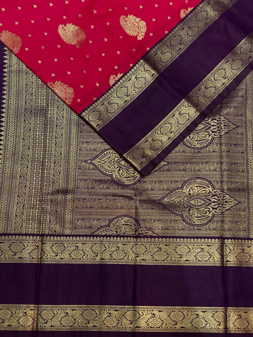 Magenta and Deep purple kanchipuram silk saree- PSSR286